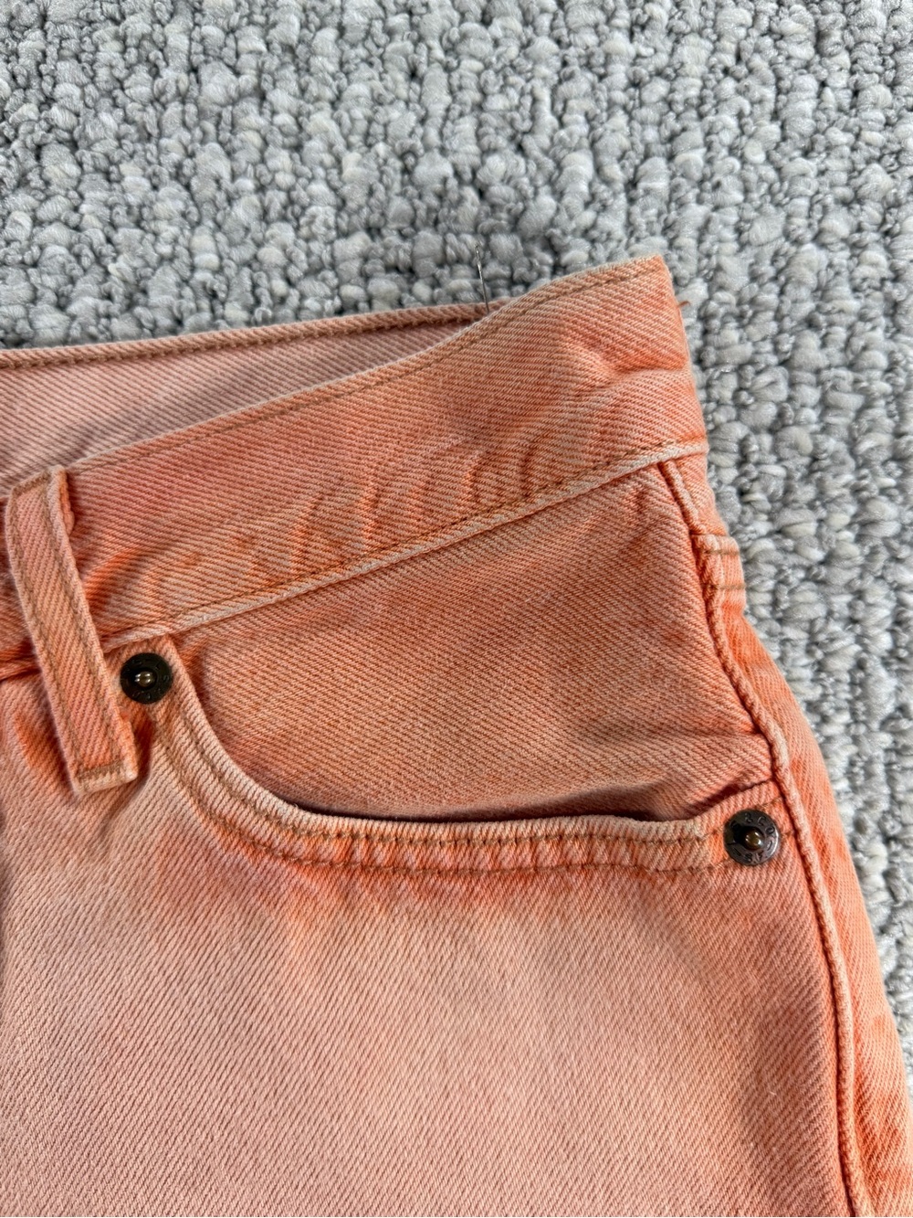 Levi 501 Coral/Orange Raw Hem Denim Cutoff Mid-rise Shorts boho Size 27 - Picture 10 of 16